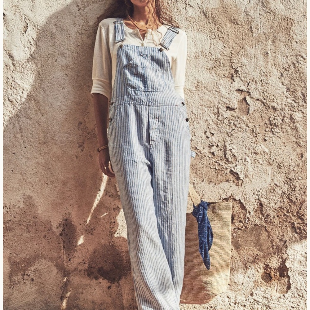 Linen Ticking Stripe Mechanic Overall - Faherty